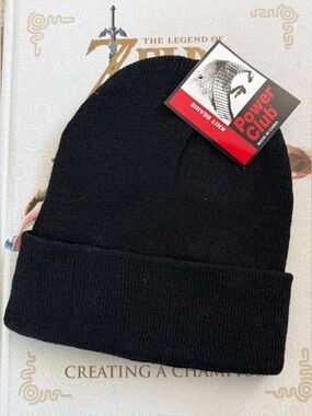 Power Club Black Knit Beanie with Folded Cuff OS Knit Hat Unisex Men Womens